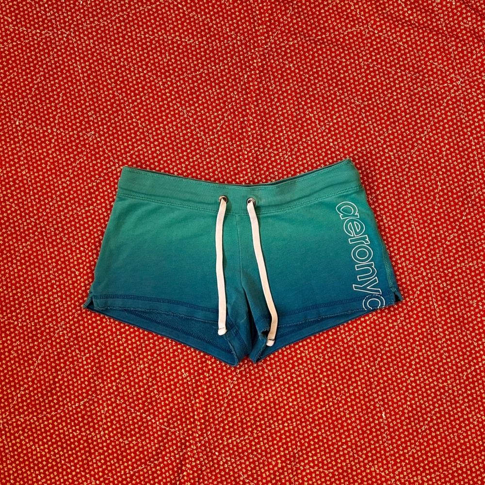 Aeropostale Womens vintage 2000s Teal Ombre cotton low rise micro Shorts Size S